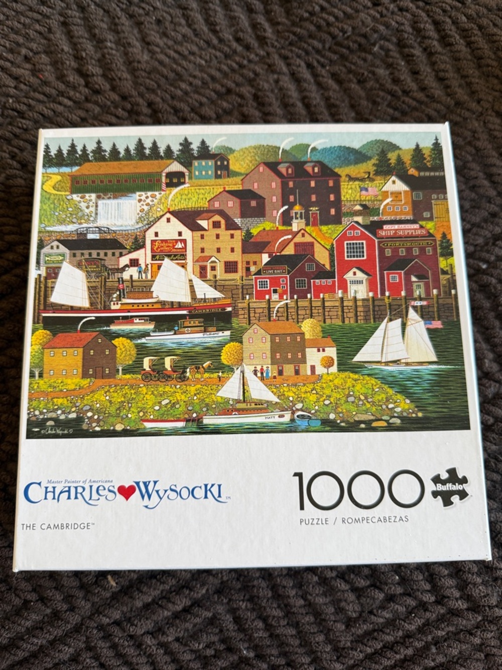 Charles Wysocki The Cambridge 1000-Piece Jigsaw Puzzle - Colorful Harbor Scene